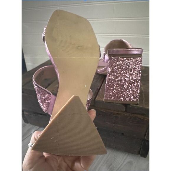 Abound Heels Block Heel Sandal Glitter Party Carina Clubwear Barbie Pink 6.5 - Picture 7 of 10